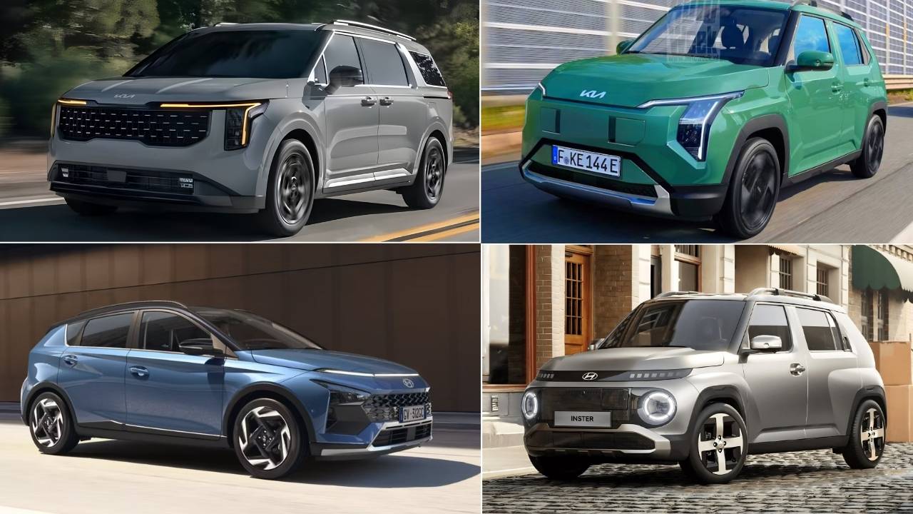 Kia & Hyundai's 4 India Launches by 2027: Syros EV, HE1i, Carnival Hybrid & Bayon