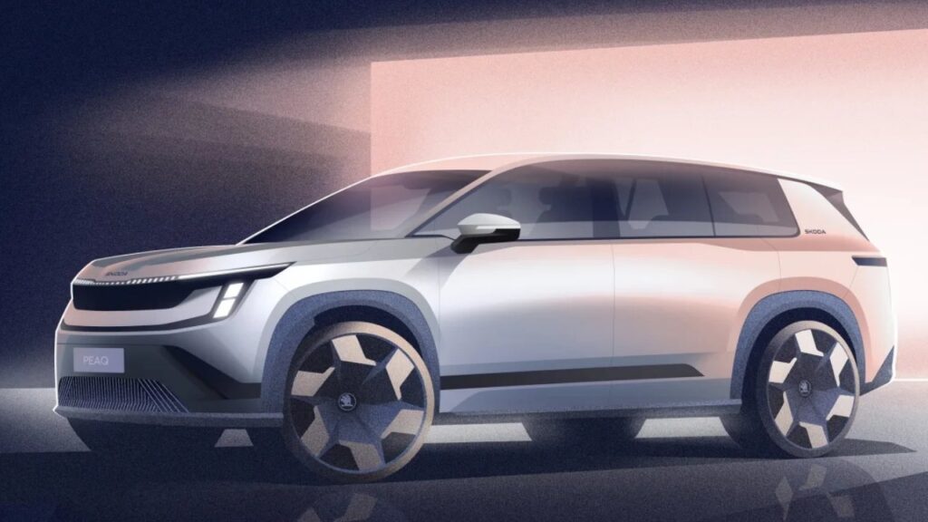 Skoda Peaq electric SUV new sketches