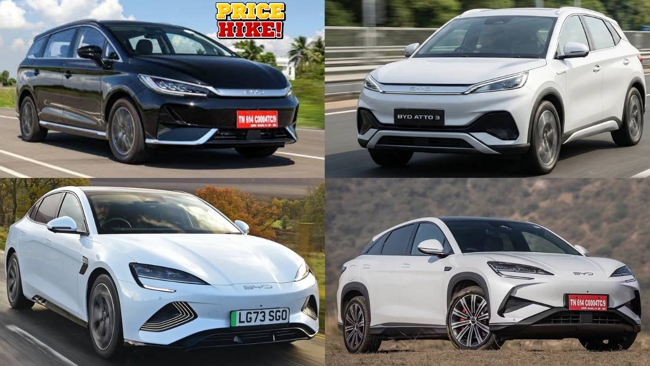 BYD Hikes Prices by Up to ₹1L on 4 Models From July 1