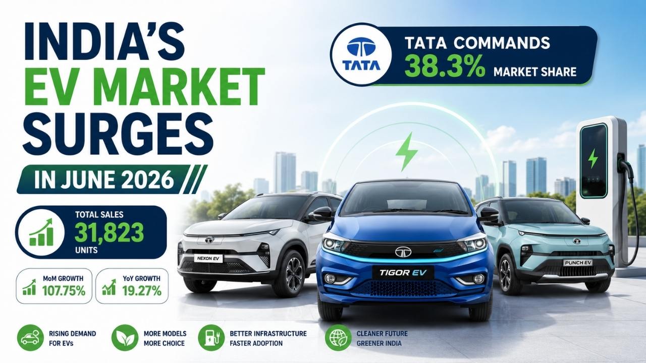 India's EV Market Surges in June 2026: Tata Commands 38.3% Share, Hyundai Slips