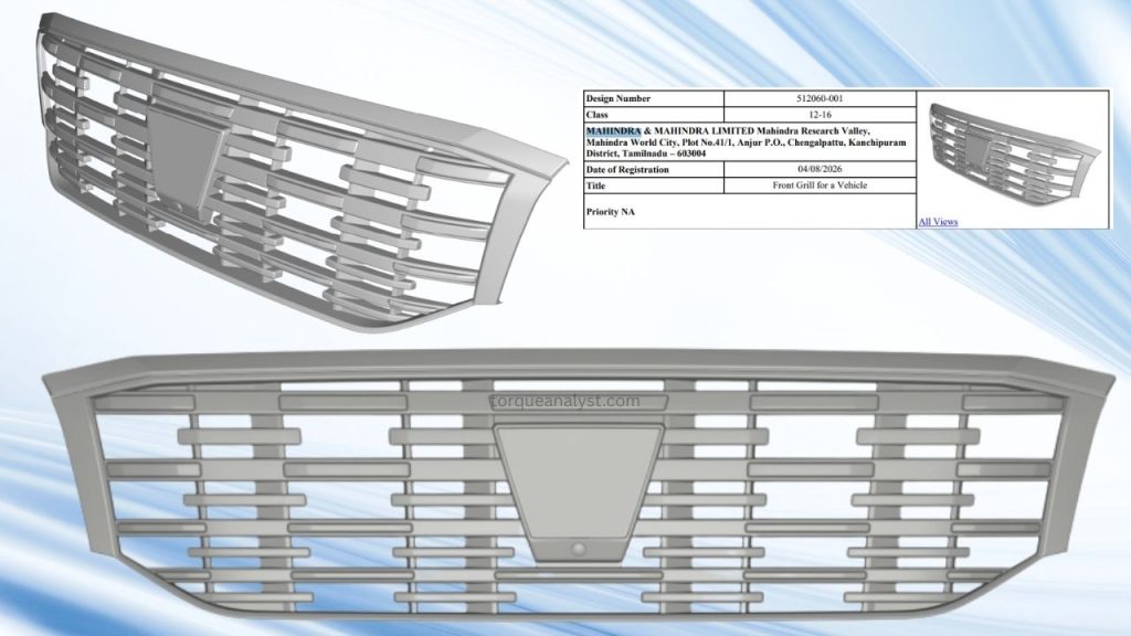 Mahindra Scorpio N Facelift Grille design patent