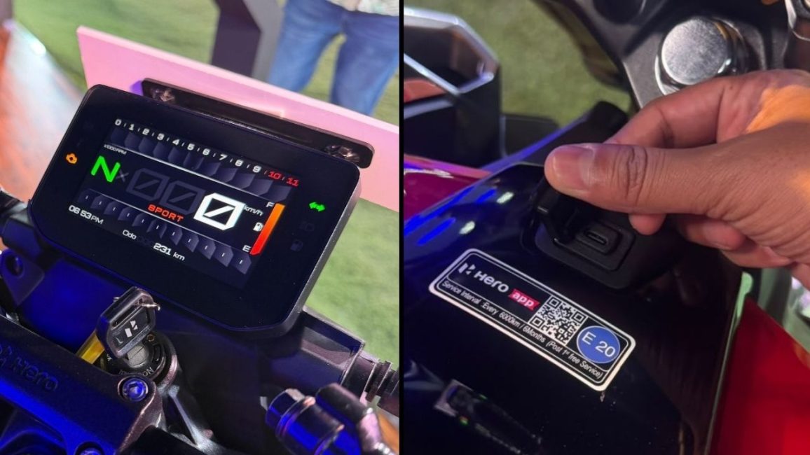Hero Xtreme 160R 4V TFT Meter and Charging plug